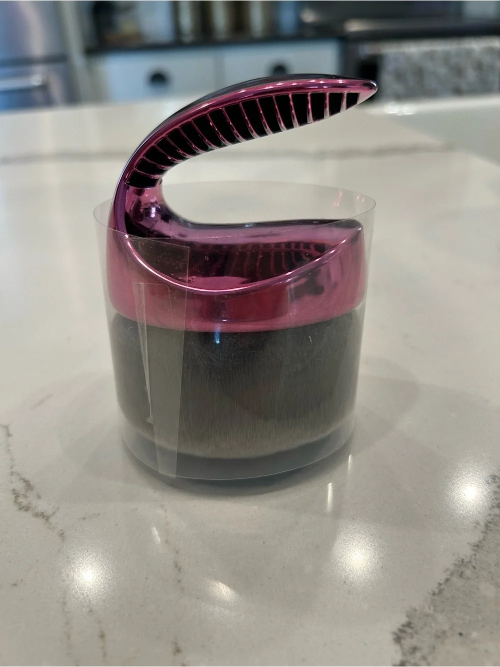 Handheld Dense Powder Brush - Purple Handle with Gray Bristles
